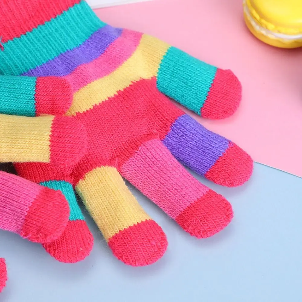 Knitted Kids Gloves Cartoon Thick Fingerless Mitten Winter Warm Boys Girls