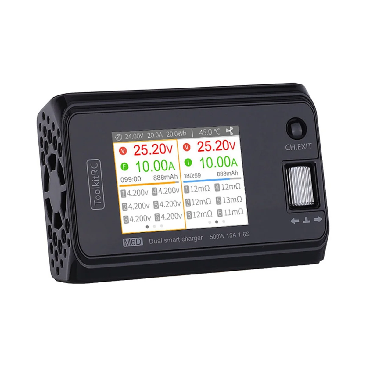 

ToolkitRC M6D 500W 25A Dc Dual Channel Mini Smart Charger Dual Channel Balanced Charger Lithium Battery ChargerHUG