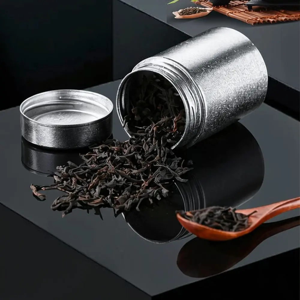 Stylish Titanium Tea Jar Minimalist Airtight Moisture Proof Storage Box For Kitchen Tea Coffee Herb Spice Keeper Accessory