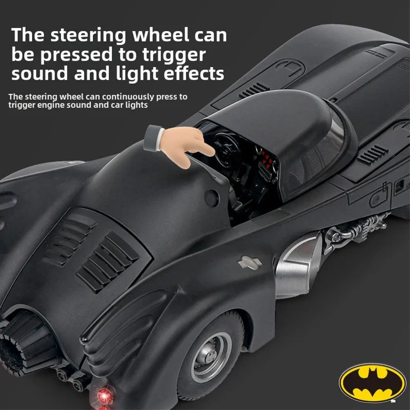 [CubeFun]1:18 I989-BATMOBILE Bat Chariot Alloy Car Model The Second Generation Sound And Light Pull-Back Toy Car Boys Gifts