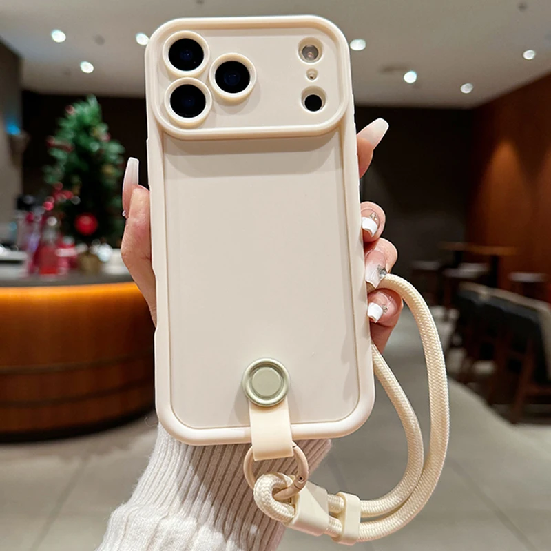 Weiche Stoßstange aus flüssigem Silikon für iPhone 17 16 15 Pro Max 14 13 12 11 Pro 16E X XR XS 7 8 Plus Lanyard Strap Seil Abdeckung