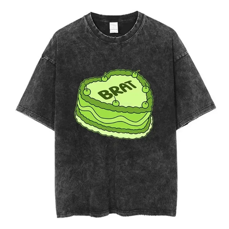 Customization Charli Xcx 365 Party Girl Brat Album Vintage Washed Tshirt Men Women Fashion Harajuku T-shirt Casual Loose T-shirt