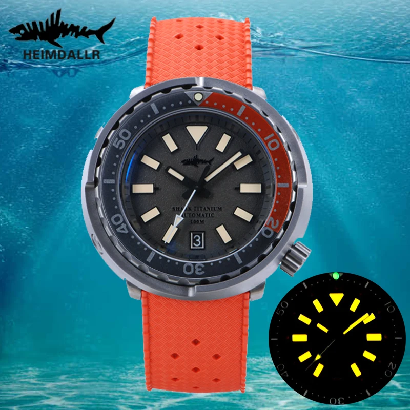 Heimdallr Retro Titanium Tuna Watch Grey Dial Luminous Sapphire 20Bar Waterproof Ceramic Bezel NH35 Automatic Mechanical Watch