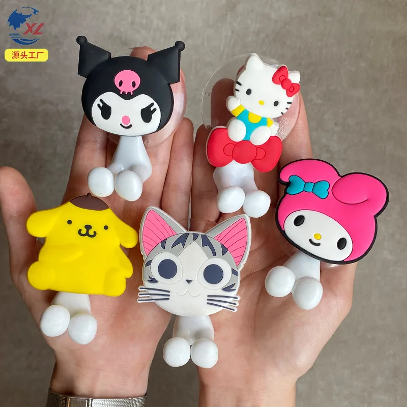 Porte-brosse à dents Sanurgente pour enfants, Hello Kitty Melody Toys, figurine d'anime, étagère murale de dessin animé pour la cuisine, décoration d'intérieur