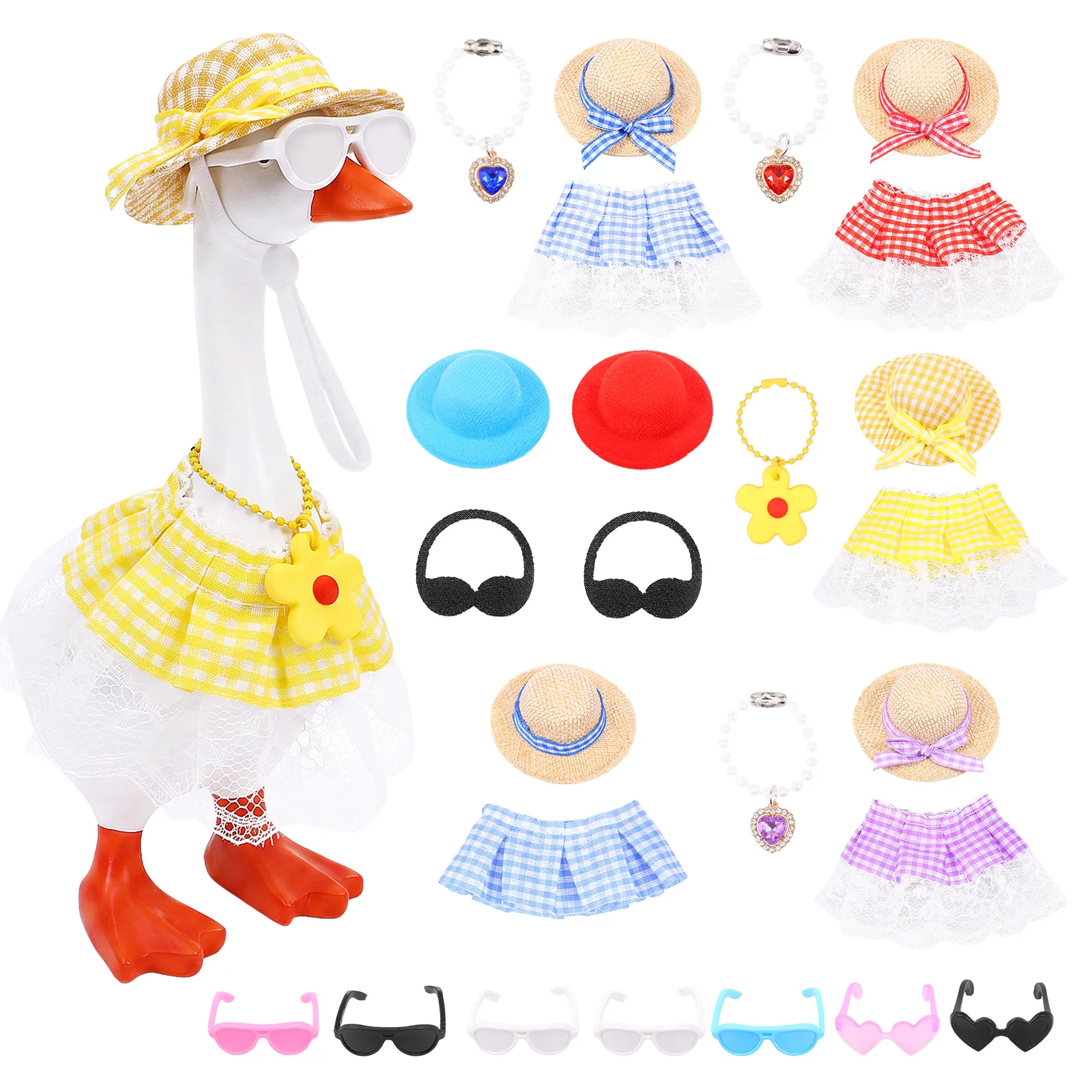 7 Inch Mini Desk Goose Outfits Decorative Cute Table Goose Clothes Quick Change Styling Goose Costume Desk Goose Accessories