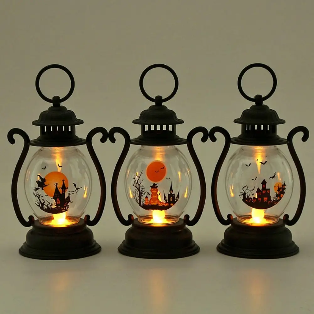 

Electronic Candle Halloween Pumpkin Lantern Pumpkin Witch Castle Hanging Halloween Portable Lantern Glowing Cartoon Oil Lamp