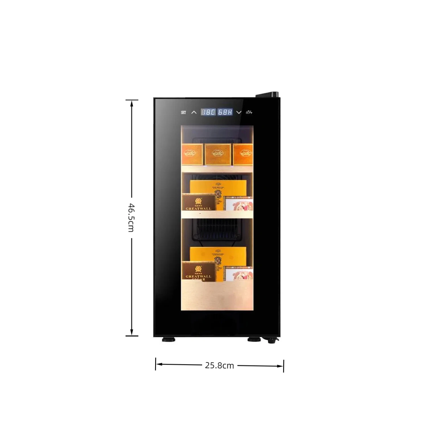 NE-114 Intelligent Humidity Control Anti-Fog Glass Door Premium Digital Display Cigar Cabinet Equipped With Led Light Strip