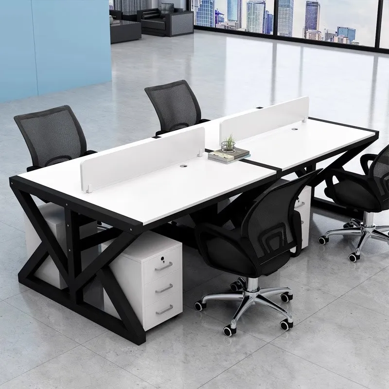 Furniture  for 4 People 6 8 Person Metal Legs Table 2 Seater 4 Way Cubicle Staff Modular Office Workstations Workstation Desk