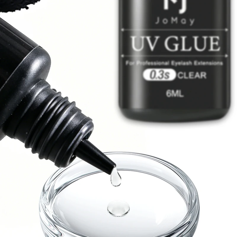 JOMAY Neuer UV-Wimpernkleber 0,3S Superschneller Wimpernverlängerungskleber 6ml Transparent Schwarz Lila Farbe UV-Kleber