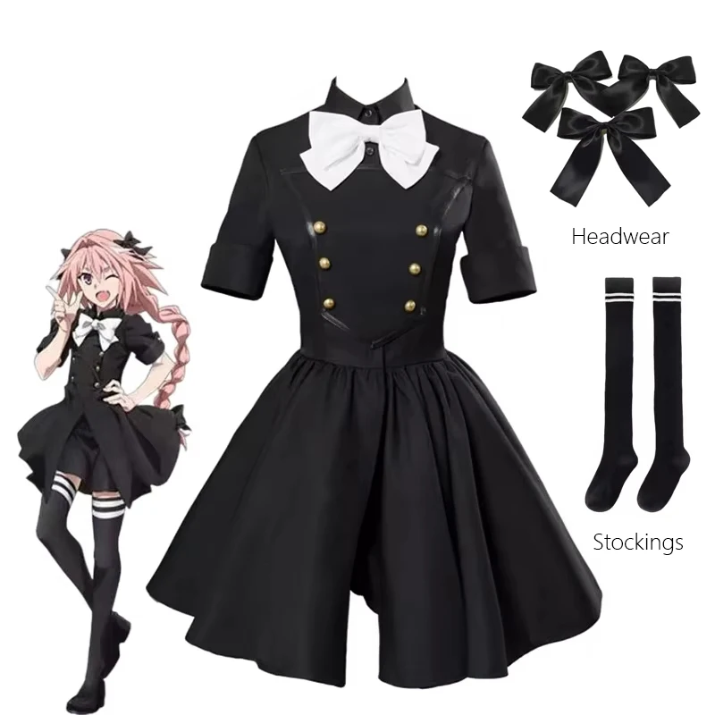 fgo-destin-grand-ordre-epilogue-evenement-astolfo-cosplay-costumes-femmes-robes-noires-nœud-chaussettes-tenues-halloween-carnaval-costume