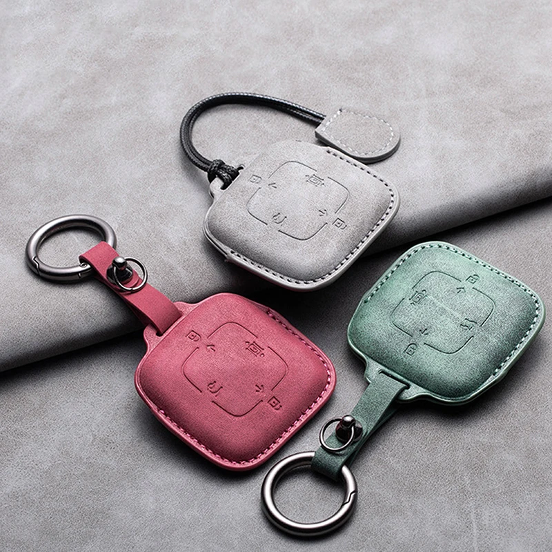 Casing kunci jarak jauh mobil 4 tombol, penutup casing kulit untuk Zeekr 001X2021 2022 2023 untuk ZEEKR 001 009, gantungan kunci Fob pelindung penuh