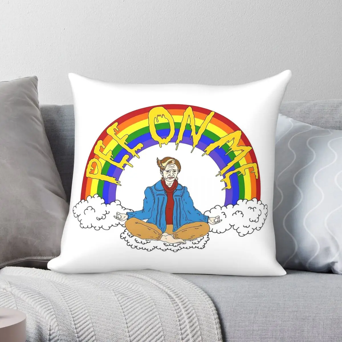 Jerri Blank Pee On Me Square Pillowcase Polyester Linen Velvet Printed Zip Decorative Pillow Case Home Cushion Cover