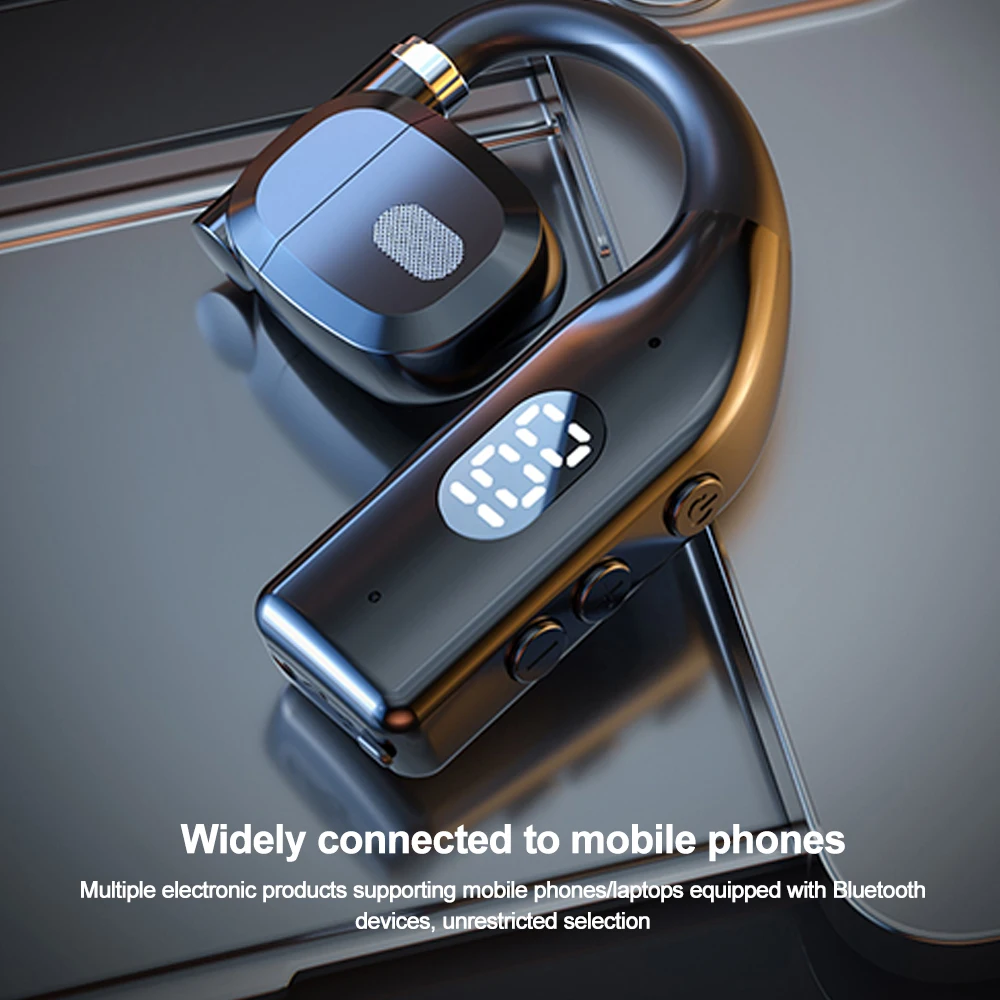 سماعات أذن بلوتوث 5.4 لاسلكية طويلة الاستعداد للأعمال، سماعة رأس بخاصية إلغاء الضوضاء مع سماعات أذن فردية LED