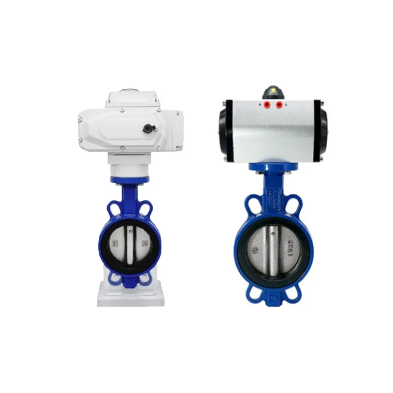 Pair of butterfly valve body, ball iron valve, plate ductile valve seat, EPDM electro-pneumatic actuator valve, DN25