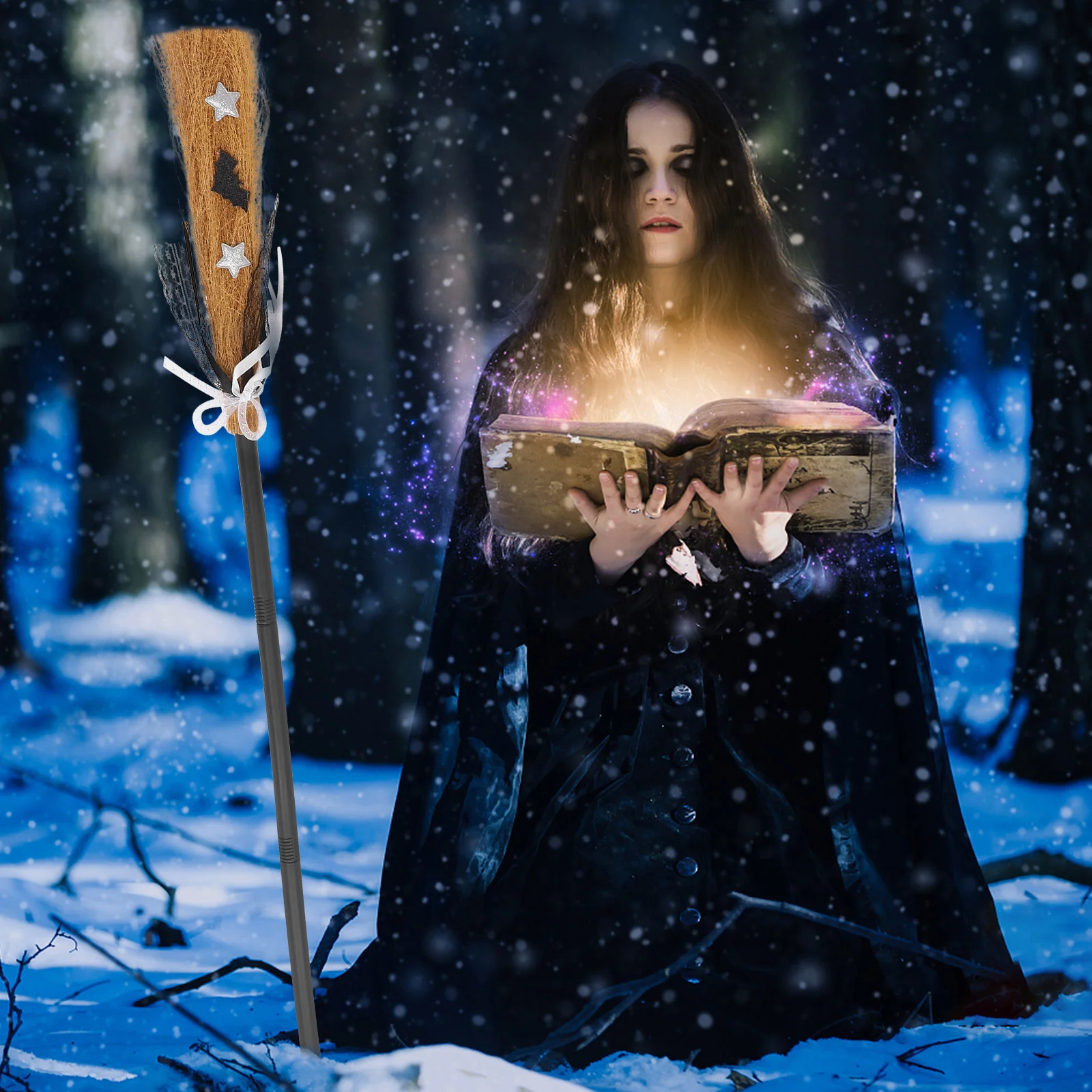 

Halloween Witch Broom Prop Lightweight Flying Besom For Kids Costume Accessories Party Cosplay Decoration Wizard Broomtick