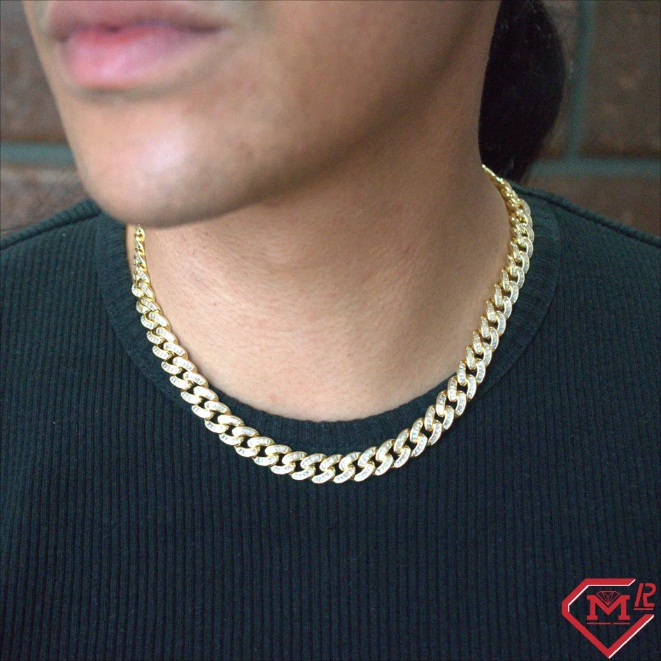 Luxury Bling Cuban Chain 925 Sterling Silver Iced Out Baguette Cut 12mm Hip Hop Moissanite Cuban Link Chain