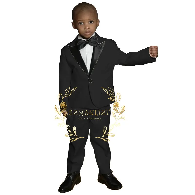 Boy Suit Formal Wedding Tuxedo Burgundy Peaked Lapel Jacket Pants Kids Party Dress Blazer Costume Enfant Garçon Blazer Niño