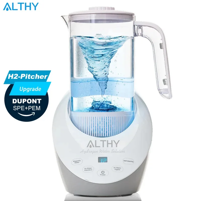 ALTHY Hydrogen Water Pitcher Generator Machine Bottle Jug Kettle SPE PEM Technology. Balanced Water PH Calcium Sulfite Filter