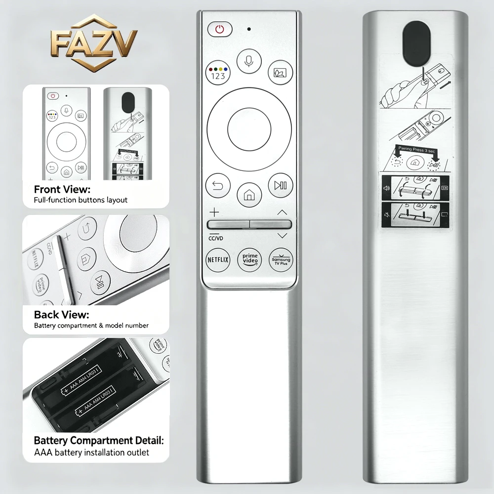 Control Remoto FAZV para Samsung BN59-01346A 01300F 01300L 01346C Q60T Q70T Q80T Q90T QN43Q60TAFXZA Smart TV 4K/8K