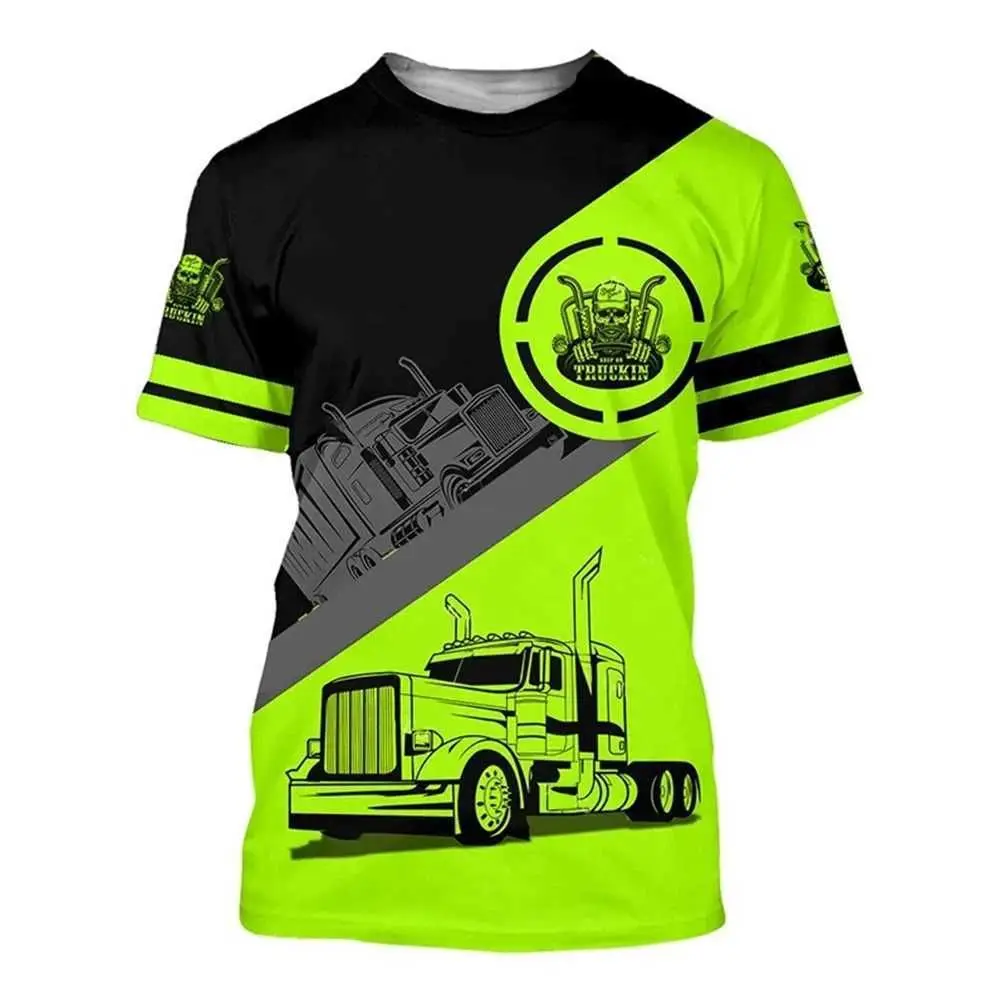 New Work Trucker Safety Uniform 3D Print T-shirts Men's Short Sleeve T Shirt Oversized Streetwear Harajuku Tees Top Kid Clothing