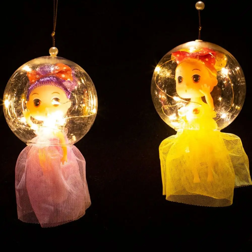 Pequena princesa boneca lanterna para crianças, portátil portátil, brinquedos luminosos para o festival, DIY emissor de luz