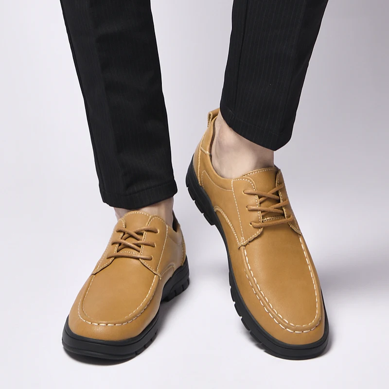 

Мужские дышащие кожаные туфли для бизнеса и повседневной носки от модного бренда, новые весенние удобные нескользящие лоферы для мужчин