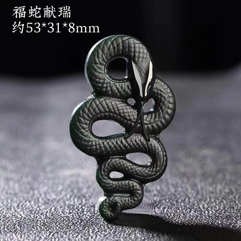 High quality natural Hotan Jade qingyu pendant Chinese zodiac snake pendant life year guardian jewelry lady amulet Hip hop style