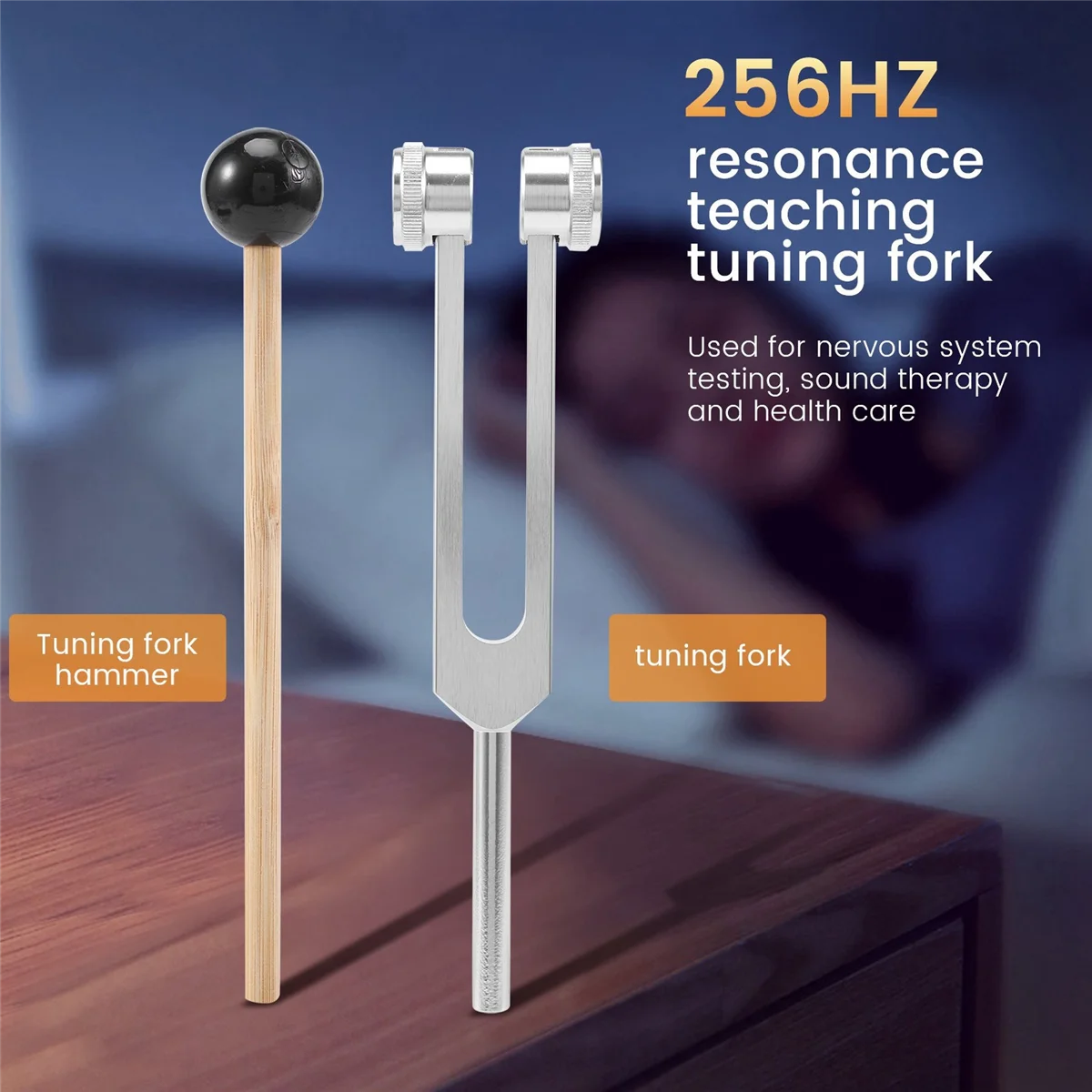 ABKO-256Hz 256C diapasón de aleación de aluminio con martillos para pruebas de sistema nervioso terapia de curación de sonido cuidado de la salud