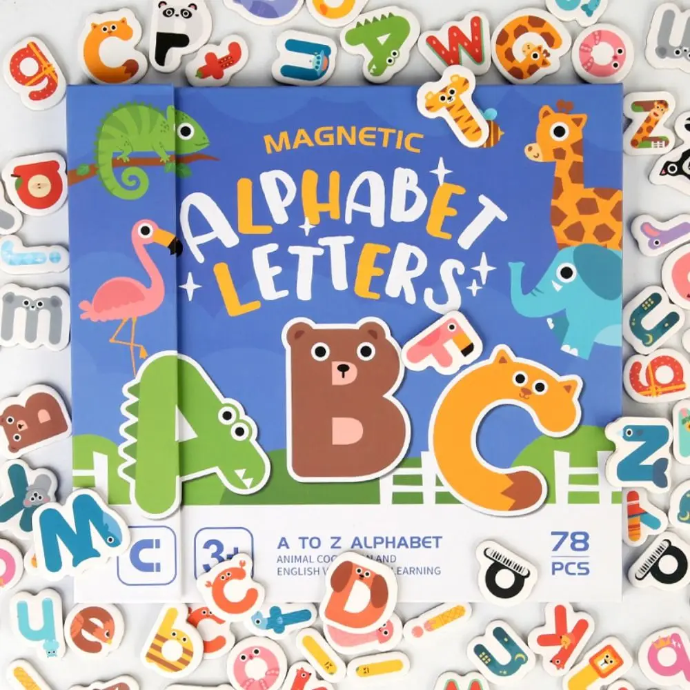 78pcs Magnetic Alphabet Letters Spelling Game Alphabet Cognition Animal Letter Matching Game Words Cartoon Colorful