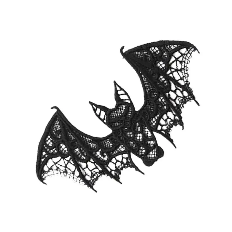 Halloween Black Lace Bats Bat Web Lace Stove Cloth Realistic Exquisite Scary Embroidery Bat Decoration For Indoor Outdoor