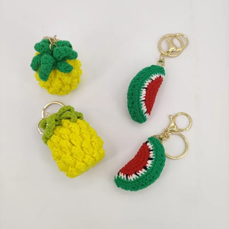 الإبداعية الفاكهة سلسلة المفاتيح الكروشيه لطيف الليمون Keyrings اليدوية متماسكة الأناناس Keyrings محبوك الفاكهة Keyrings بالجملة