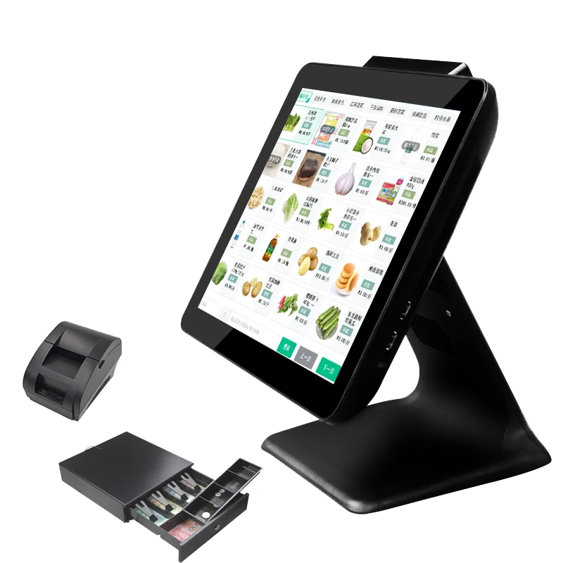 15.6 Inch Desktop Single/Dual Screen Pos Systems All in One Machine Capacitive Touch Screen Core I3 I5 I7 POS Terminal With LED8