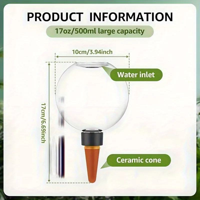 8pcs Automatic Watering Balls 500ml Large Capacity Transparent Water Dispenser Drip Irrigation Self Watering Device Plants