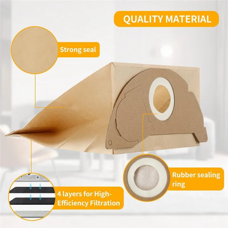 أكياس فلتر الورق الرطب والجاف A05G لنماذج المكنسة الكهربائية Karcher WD 2 MV 2 WD 2.200 WD 2.550 WD2.250 - 6.904-322.0، 69043220