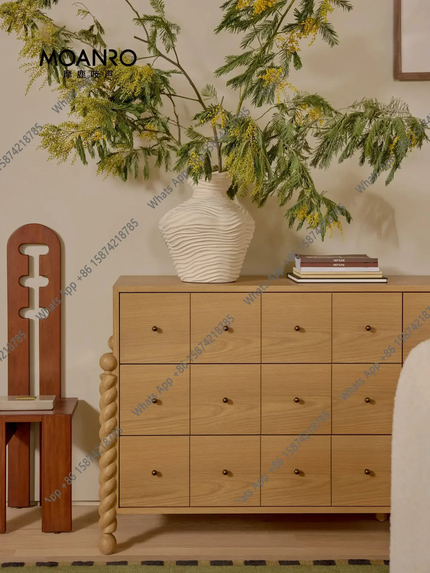 N65  Designer Wabi-sabi Chest Of Drawers Home Bedroom Wall-to-wall Integrated Storage Cabinet Master Bedroom Storage Cabine