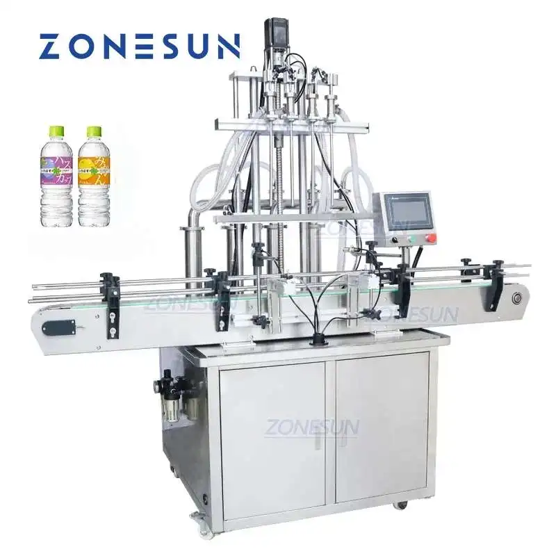 ZONESUN ZS-YT4T-4D Automatic Four Injectable Heads Foaming Liquid Beverage Piston Filling Machine For Production