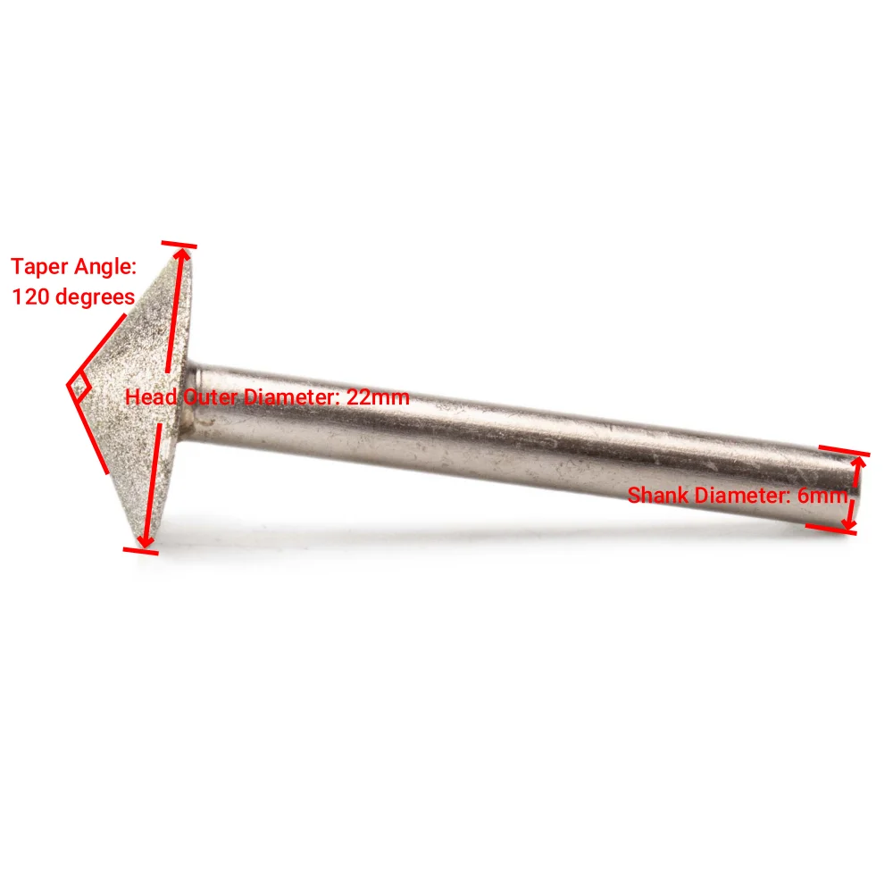 2Pcs 7/8'' inch 22mm 120 Degrees TAPER Grinding Head Diamond CNC Router Bit Rotary Burrs Stone Carving Tool 180 Grit ILOVETOOL