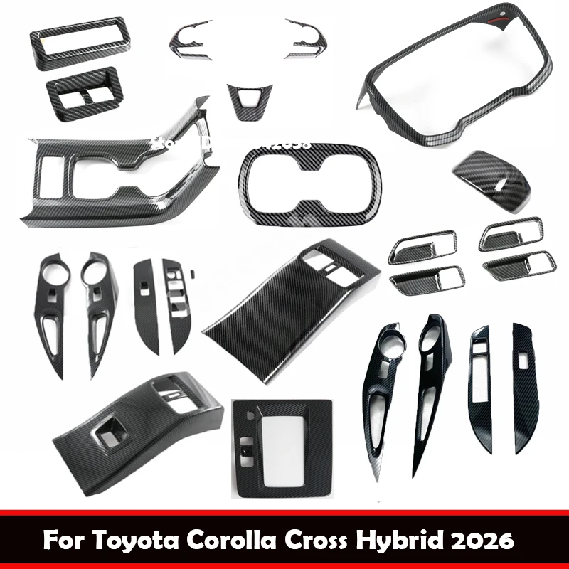 L/ RHD for Toyota Corolla Cross 2025 2026 ABS Carbonffiber Window Rise Swtich Center Control Gear Shift Panle AC Vent Cover Trim