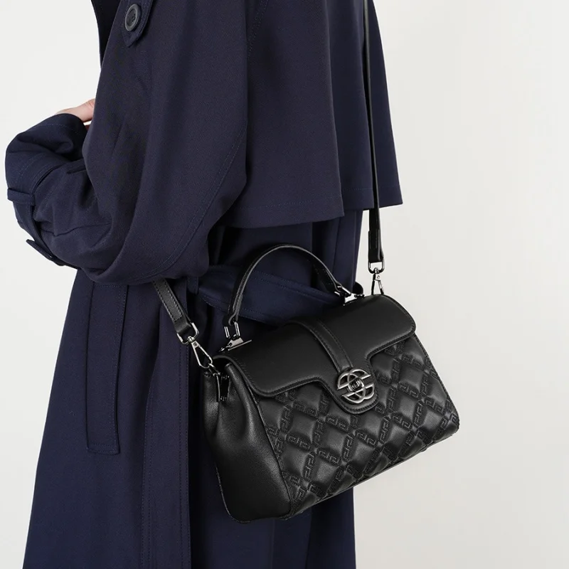 

New Commuter Women's Bag Top-Grain Cowhide Large Capacity Single-Shoulder Crossbody Bag Genuine Leather Versatile Handbag