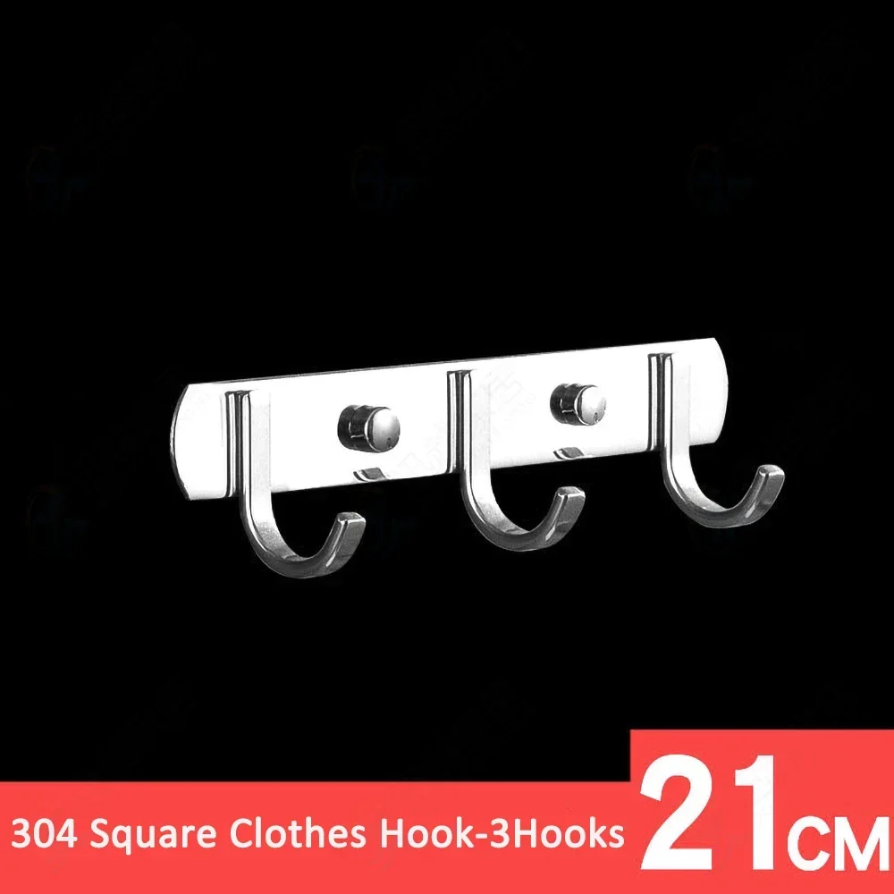 Towel Robe Hooks Silver Stainless Steel  Door Hanging Wall Mount Bath Coat Rack Hanger For Bathroom Kitchen Hardware