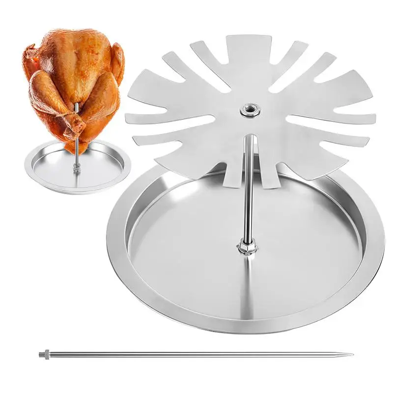Chicken Leg Rack For Grill Chicken Grill Rack Leg Roaster 15 Slots Chicken Wing Rack With Drip Tray for Indoor Outdoor Grilling