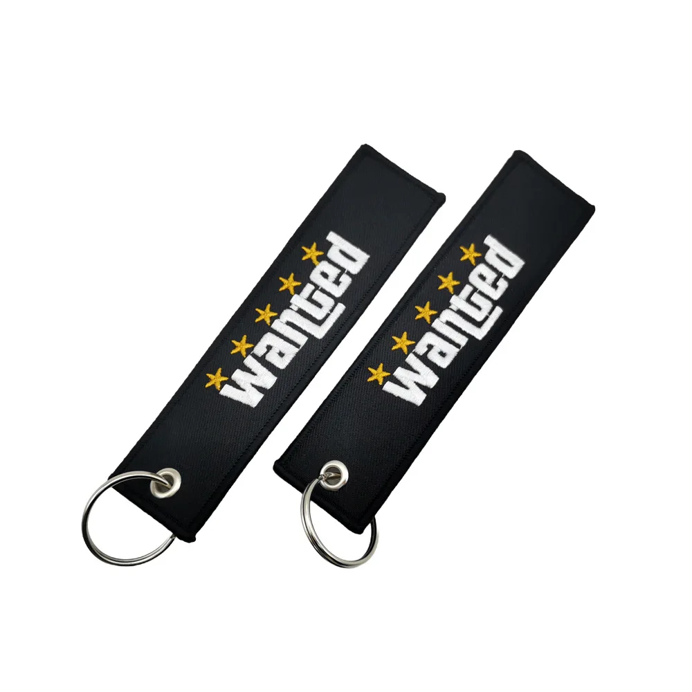 Newset JDM Racing Japan Keyring Embroidered Nylon Fabric Keychain Five Stars Wanted Moto Keychain Car Key Tags