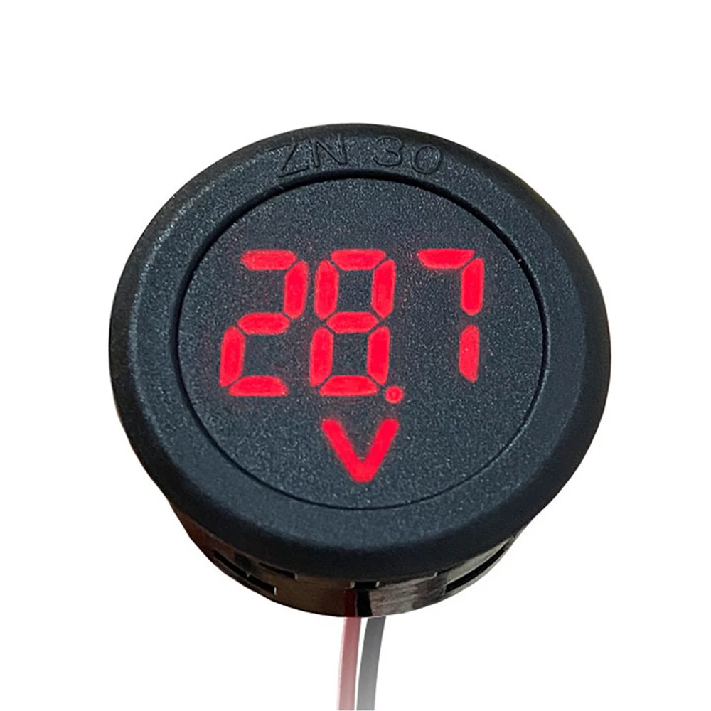 DC 4-100V LED Digital Display Round Two-wire Voltmeter DC Digital Car Voltage Current Meter Volt Detector Tester Monitor Pane