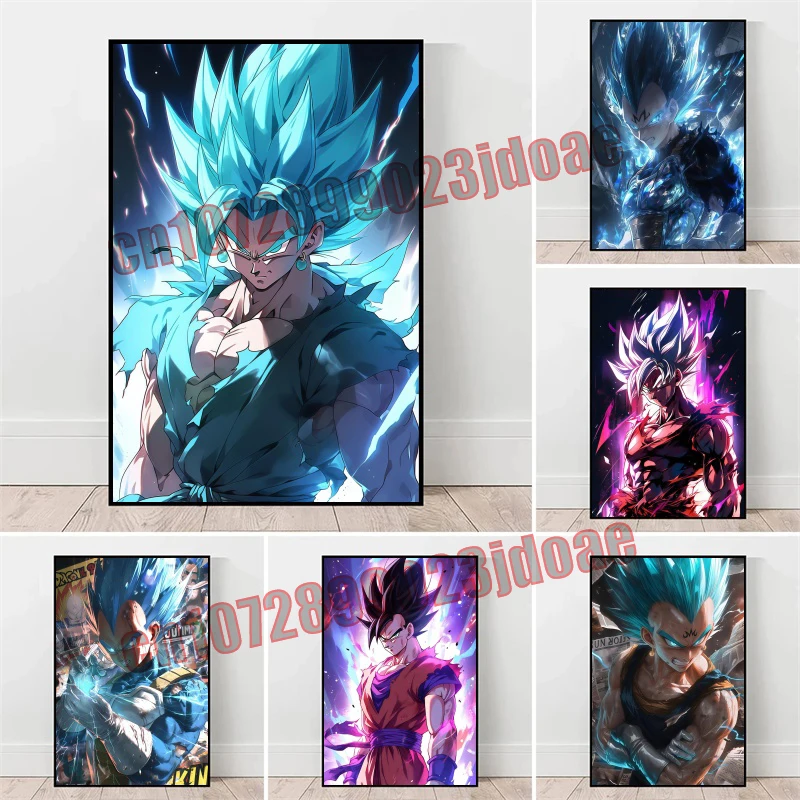 

Dragon Ball Goku Vegeta Super Saiyan Blue Form Frameless Canvas Drawing Anime Creative Poster Fan Collection Children's Gifts