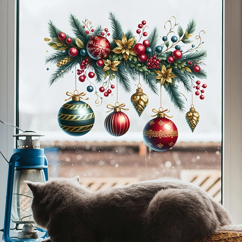 1PC Weihnachten Ball Ornamente Fenster Aufkleber Wasserdicht für Wohnzimmer Schlafzimmer Tür Wand Selbst-klebe Vinyl Aufkleber wohnkultur
