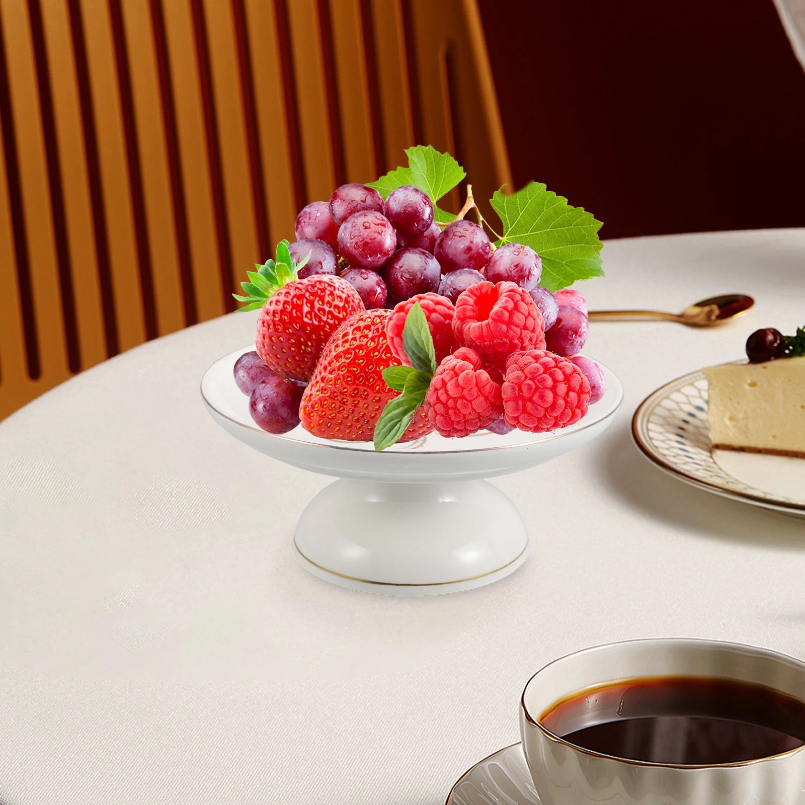 

Fruit Dish Decorative Dinner Table Bowl Ceramic Dessert Tray Salad Display Bread and Serving Offerings Dry Plate