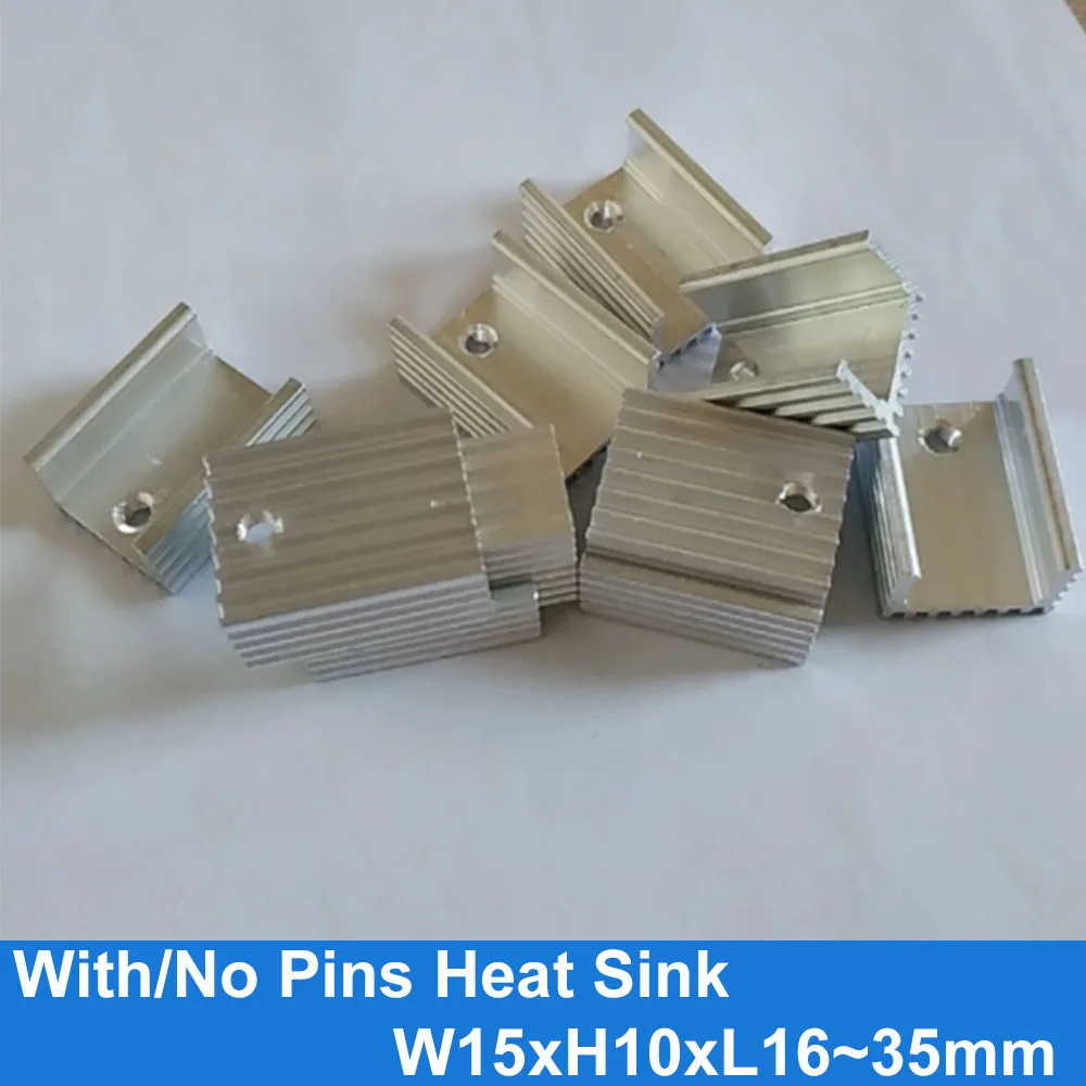 10pcs W15xH10xL16~35mm With/No Pins Heat Sink Black/Silvery Aluminum Heatsink TO-220 Package Transistor Cooler