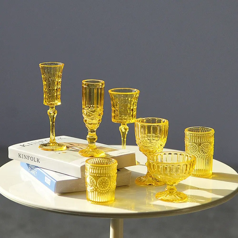 7PCS 1/6 Scale Miniature Wine Glass Multicolor Dollhouse Water Cup Creative Doll Kitchenware for Dollhouse