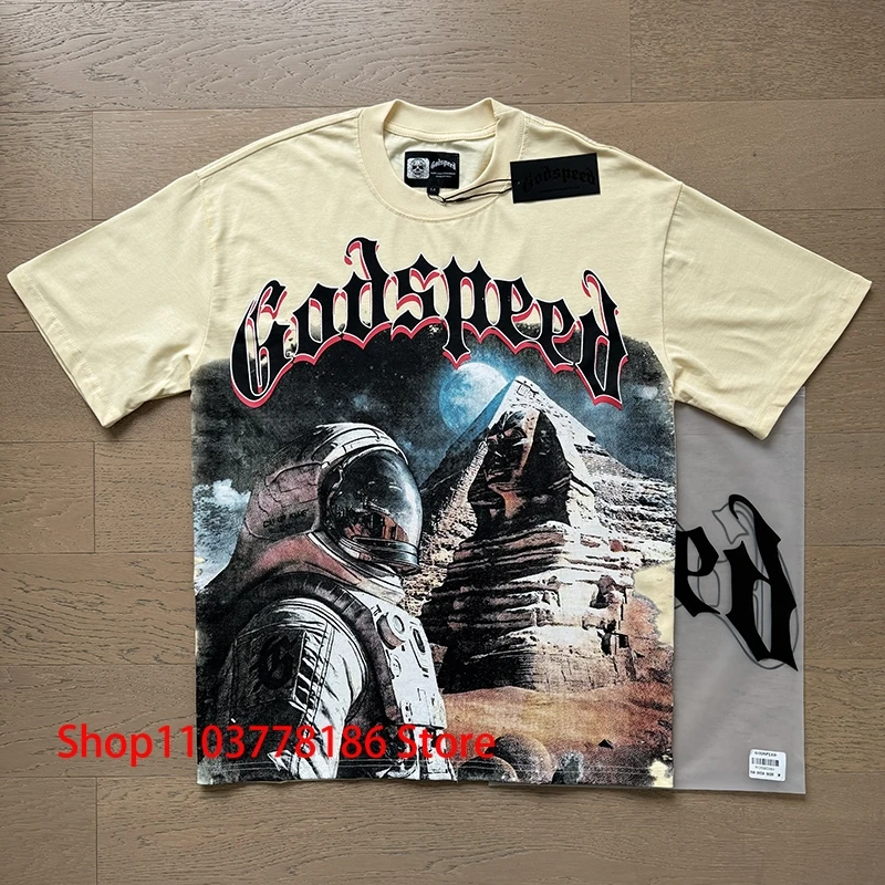 High Quality Cotton Godspeed T-shirt American Fashion Men's Streetwear Short Sleeve Sweatshirts Tops Tees One Day Shipped Out