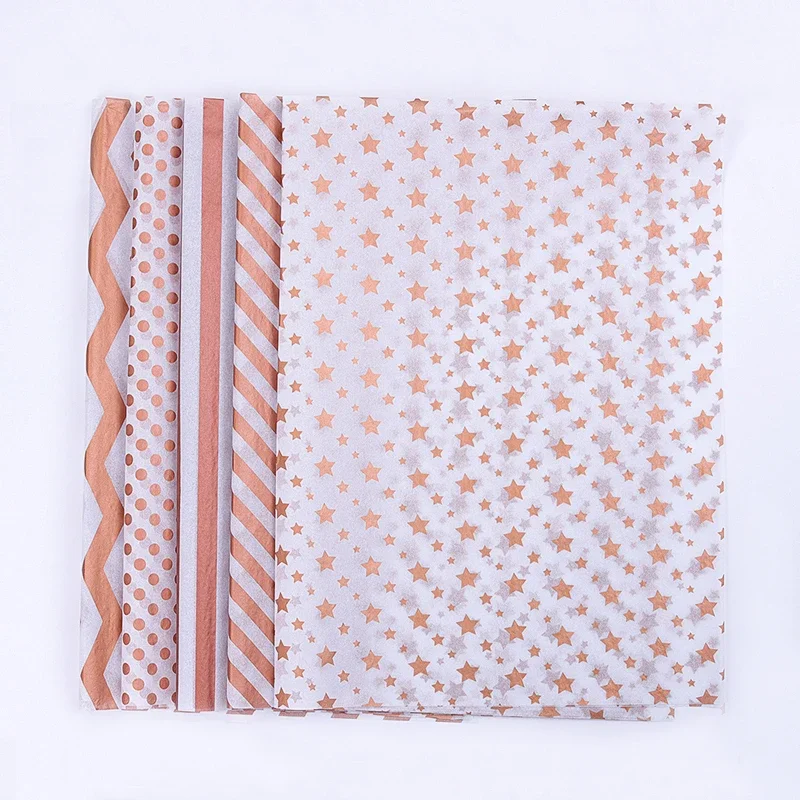 20sheets/pack 50x70cm Star Moon Rose Gold Print Tissue Papers Flower and Gift Wrapping Papers Handmade Craft Papers